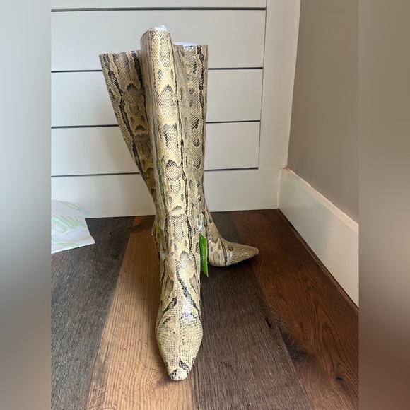 Sam Edelman Sylvia Knee-High Snake-Print Boots in Tan and Black - Picture 8 of 8